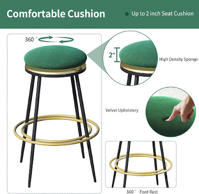 Modern Velvet Bar stools with Footrest