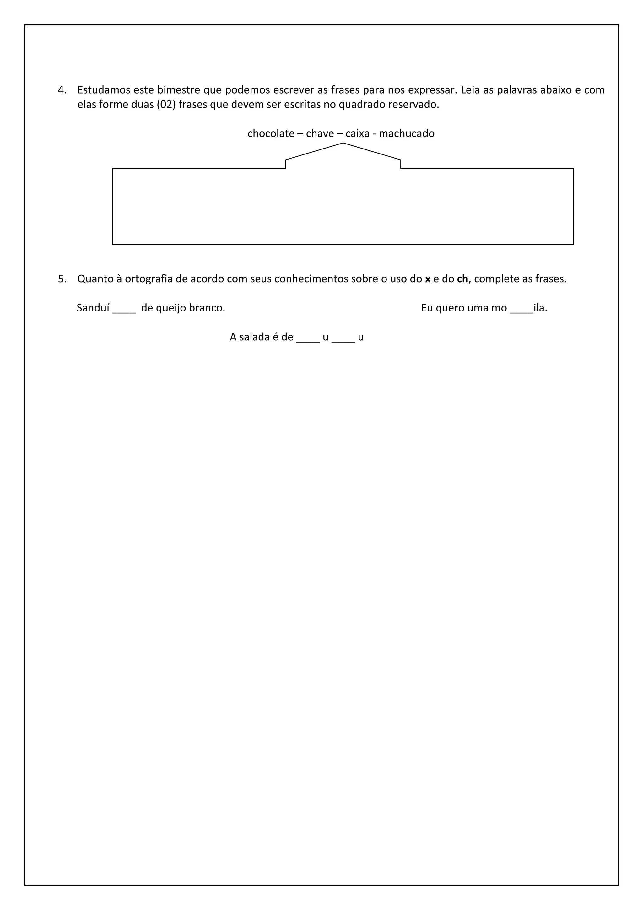 Atividades de verificação de APRENDIZAGEM 4o ano