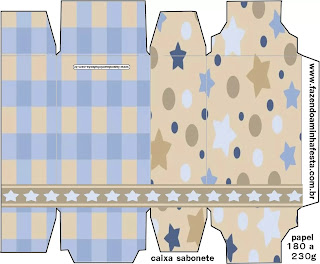 Estrellas Beige y Azul: Cajas para Imprimir Gratis.