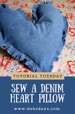 Homemade Denim Heart Pillow Sewing Project