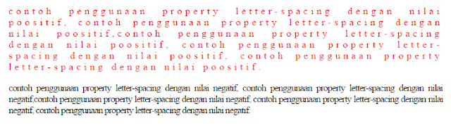 hasil dari penggunaan letter-spacing