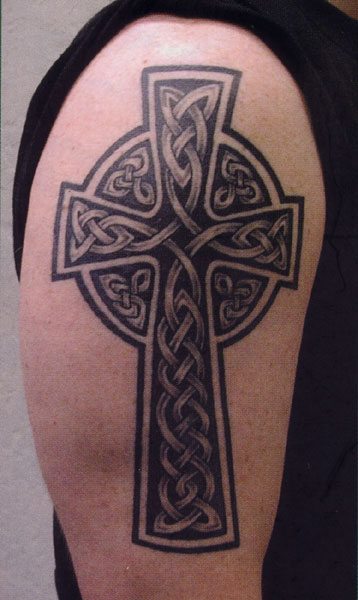cross with banner tattoo. cross with anner tattoo.