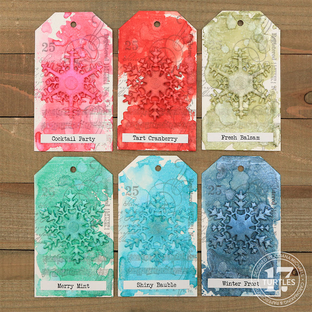 Tim Holtz Christmas Distress Mica Stain Swatches by Juliana Michaels