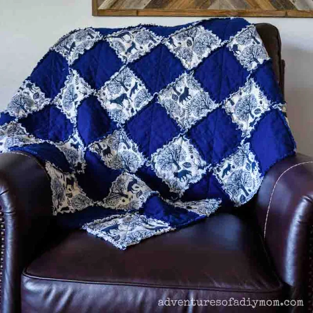 rag blanket draped over an armchair