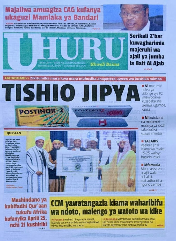 HABARI KUU ZILIZOTREND KATIKA MAGAZETI LEO 28/12/2020