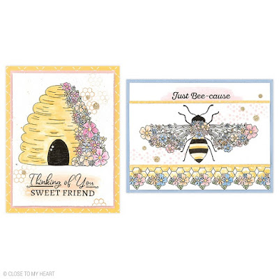 cards created with The Bee's Knees—July Stamp of the Month