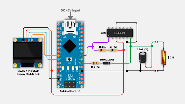 Connection diagram of Arduino inductance meter