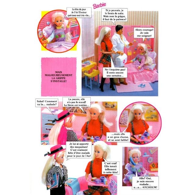 Quatrième page des aventures de Barbie Fun Family, une grippe qui tombe mal.