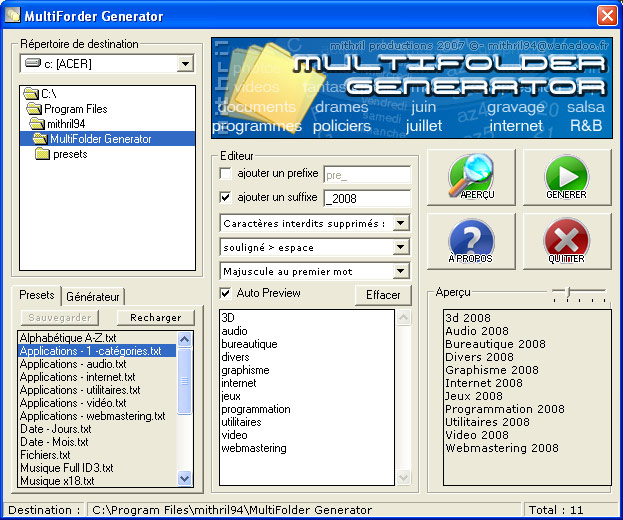 MultiFolder Generator : créez des dossiers (arborescences) par thèmes