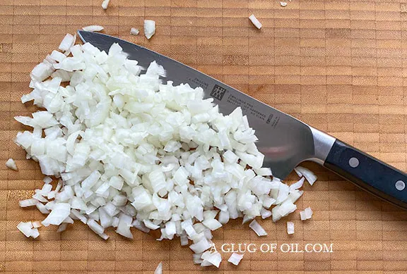 Onions on a chopping board