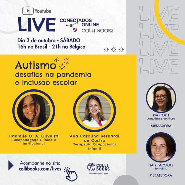 Editora Colli Books promove live sobre 'Autismo, desafios na pandemia e inclusão escolar'