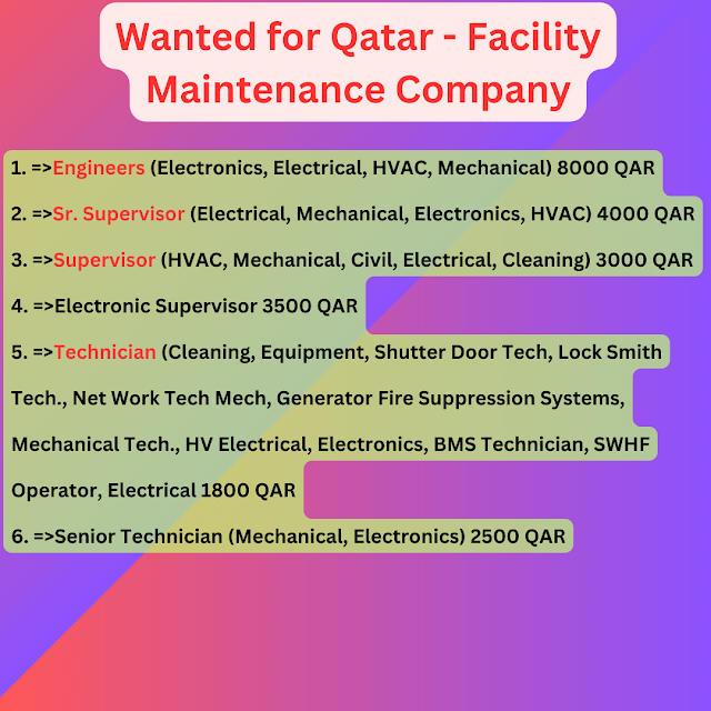 Wanted for Qatar - Facility Maintenance Company