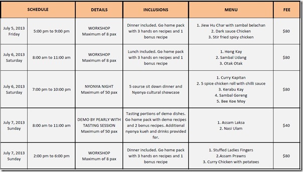 nyonya schedule