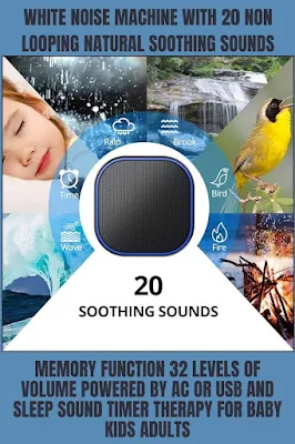 The Magicteam Sound Machine is a special device that makes calming sounds to help you relax and sleep better. It has 20 different natural sounds that play continuously without any breaks. You can adjust the volume to 32 different levels. You can power it using a plug or a USB cable. It also has a timer so it turns off automatically after you fall asleep. It's great for babies, kids, and adults who need help sleeping peacefully.