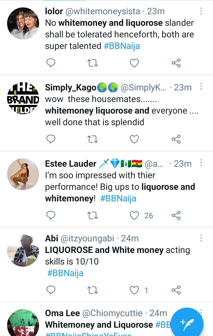 Bbnaija 2021: Social Media Users React To Liquorose And Whitemoney's Performance In Today's Wager Challenger