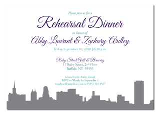 custom buffalo new york skyline rehearsal dinner invitation