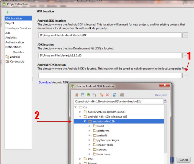 Select NDK SDK and JDK directly from tools