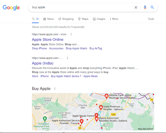 Google results for 'buy apple'
