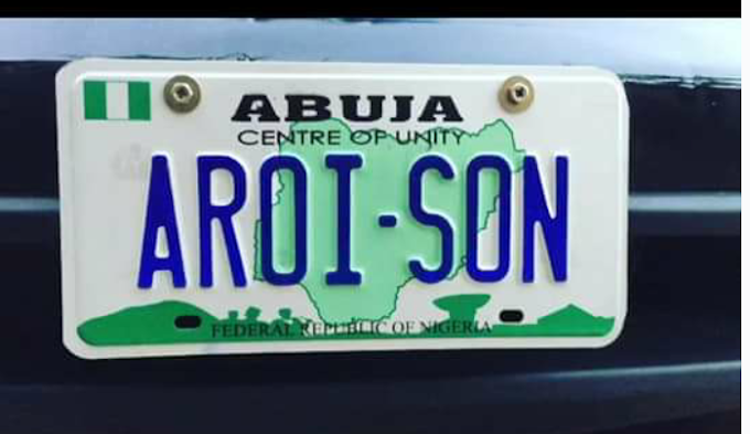 SMITH KANU, AROCHUKWU FIRST SON CUSTOMISES CAR PLATE NUMBER.