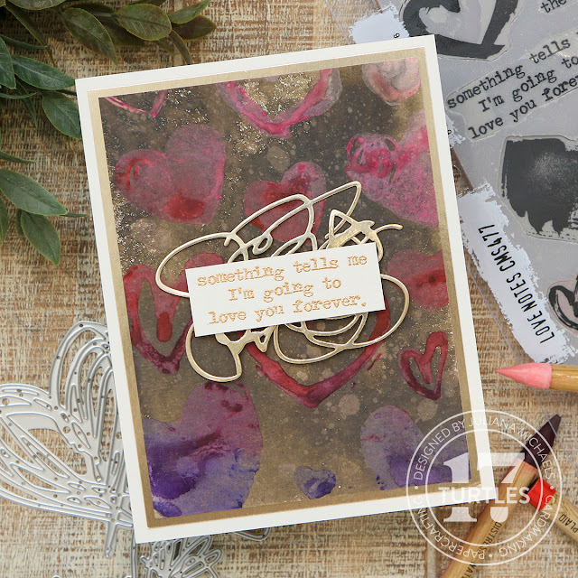 Something Tells Me Valentine's Day Card by Juliana Michaels featuring Tim Holtz Stampers Anonymous Love Notes Stamp Set