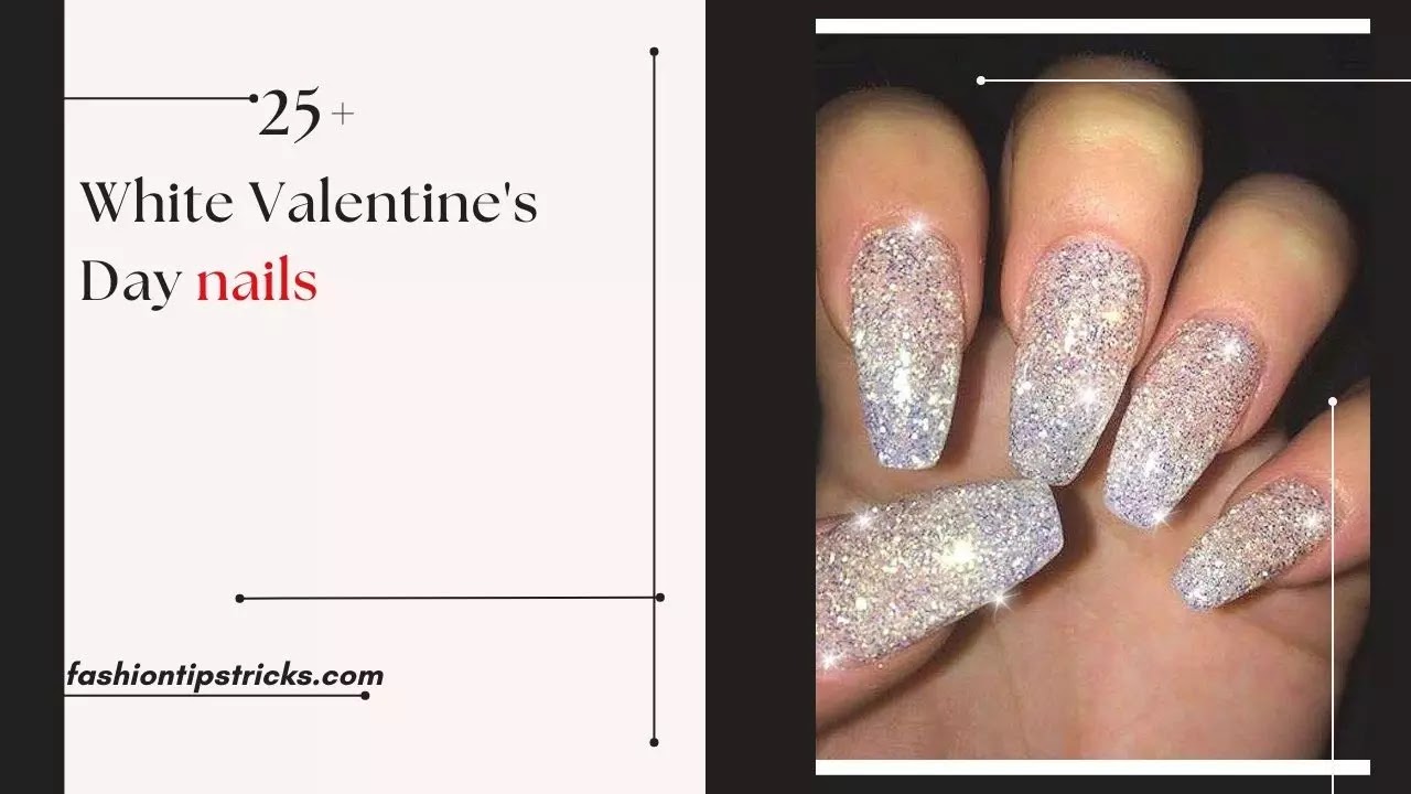 White Valentine's Day nails