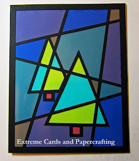 christmas trees stained glass card