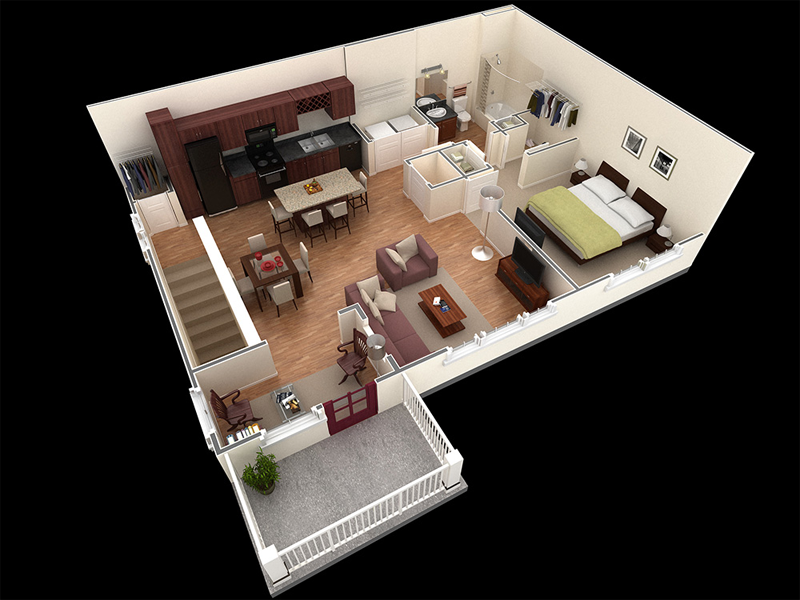 Desain Rumah Minimalis / Apartement 1 Kamar Tidur  Design 