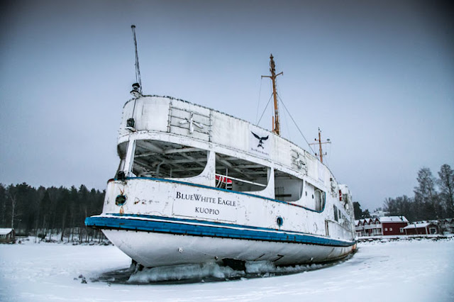 stranded old ship wreck lake saimaa finland