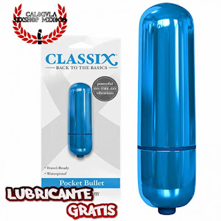  Bala Azul con vibracion para masajear tu clitoris, Bala vibradora Estimulacion sexual clitoris, Pipedram Classix Pocket Bullet BLUE