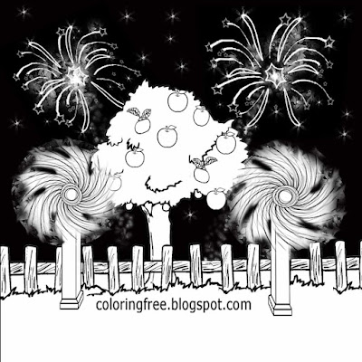 Explosive rocket atmosphere spinning pinwheel fireworks printable coloring images young peoples art