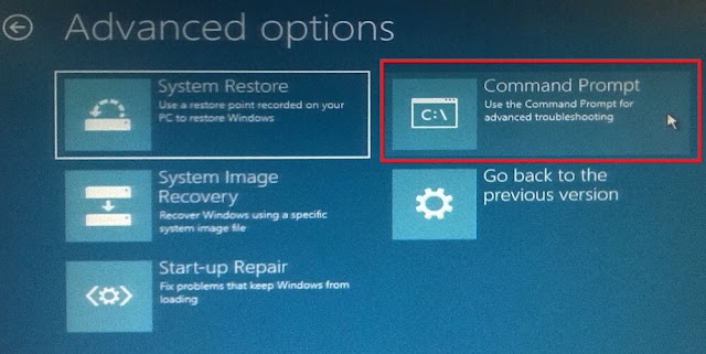 Advanced option windows command prompt