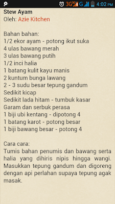 Hari hari yang ku lalui: Stew Ayam Resepi Tengku Puan 