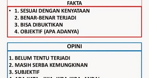 Contoh Kalimat Fakta Dan Opini Lengkap