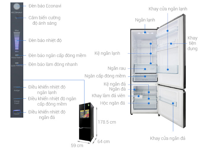 Tủ lạnh Panasonic Inverter 322 lít NR-BV368GKV2