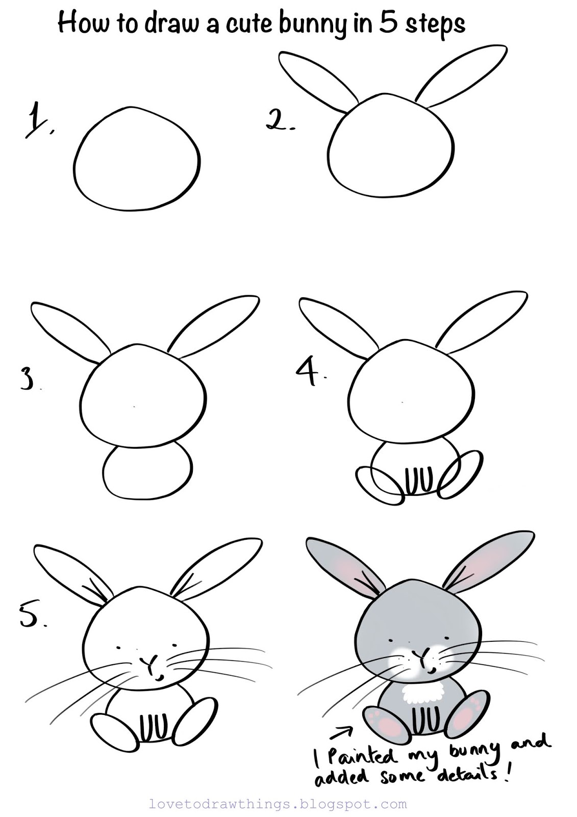 How To Draw A Bunny Easy Step By Step Tutorial With Printable | All in