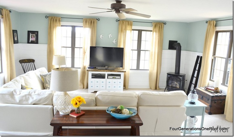 Coastal Cottage family room {before & after} | Four Generations ...