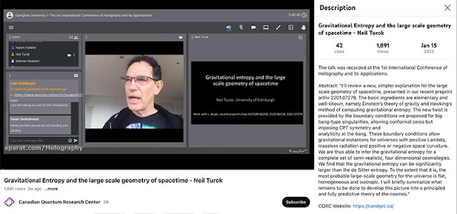 Neil Turok explains gravitational entropy as source of flatness (Source: Neil Turok, CQRC)