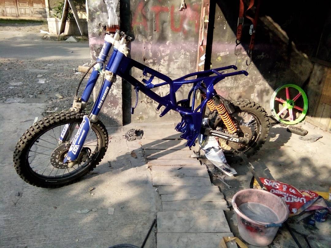 Foto Cara Rombak Rangka Modif Grasstrack Bebek Standar Simpel Dan