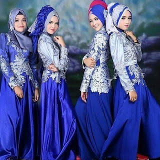 Model Baju  Lebaran Keluarga  Warna  Biru  Couple Eksklusif 