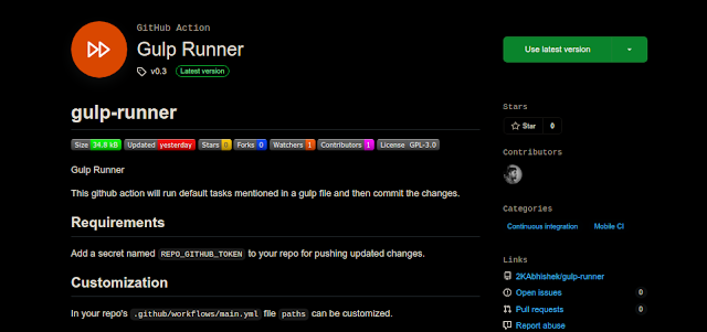 Gulp Runner on GitHub Actions Marketplace