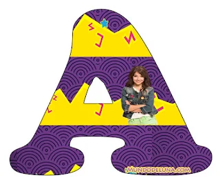Abecedario Morado y Amarillo de Soy Luna. 