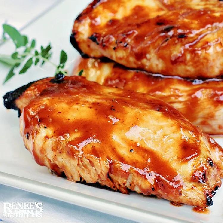 Grilled and ready to eat, easy 3 ingredient BBQ chicken