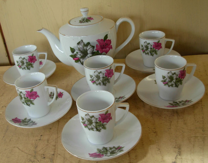 ORIENTAL Tea Set Keramik  Motif  Bunga  Kangkung Sold 