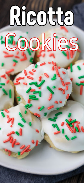 cookies on a white plate with recipe title text overlay.