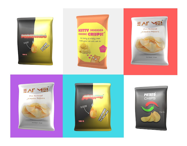 potato chips mockups with creative brand names