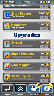 Support items for subway surfers