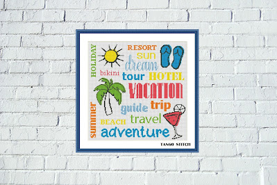 Vacation summer holidays travel adventure cross stitch pattern