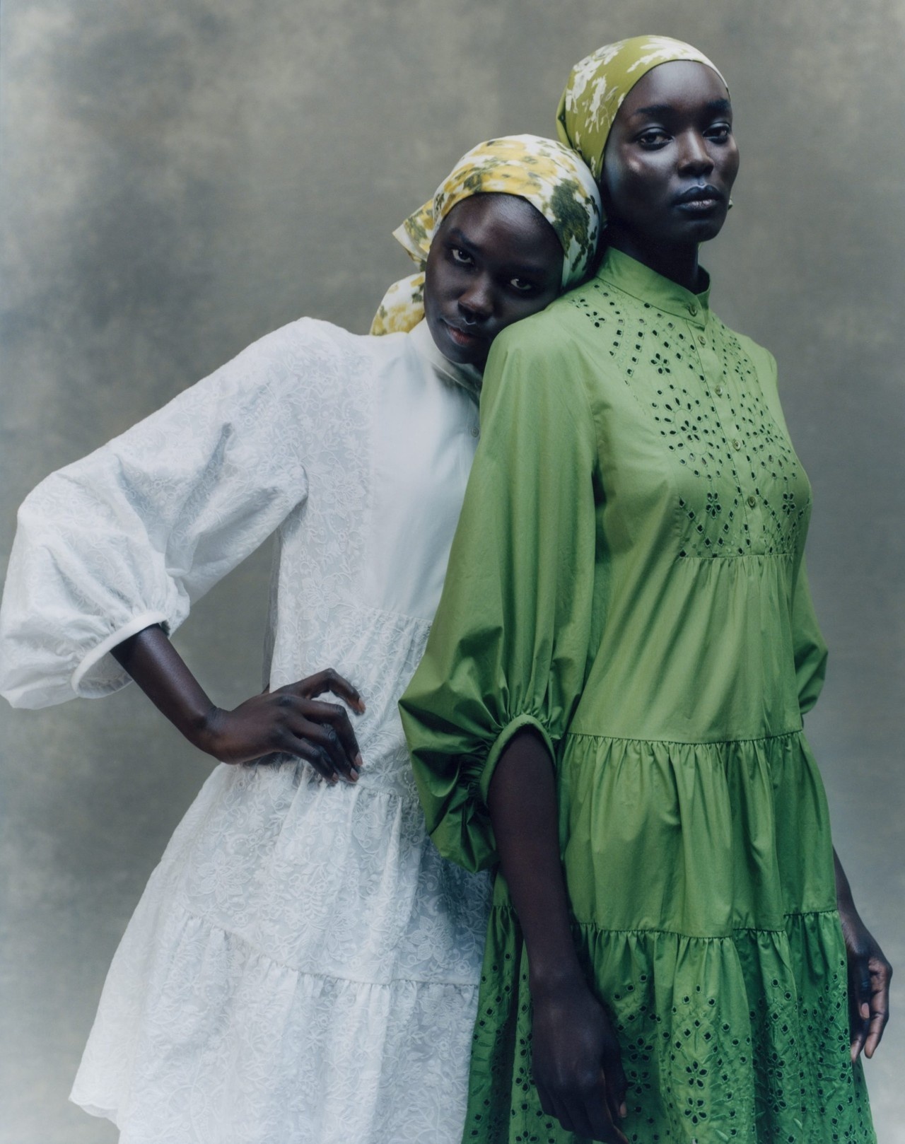 Erdem Vacation Collection lookbook 2023 featuring Models Anok Marial, Ayuol Manyok.