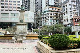 Vasco Da Gama Square, historical place and tourist spot surrounded by old portuguese style houses, old central Macau