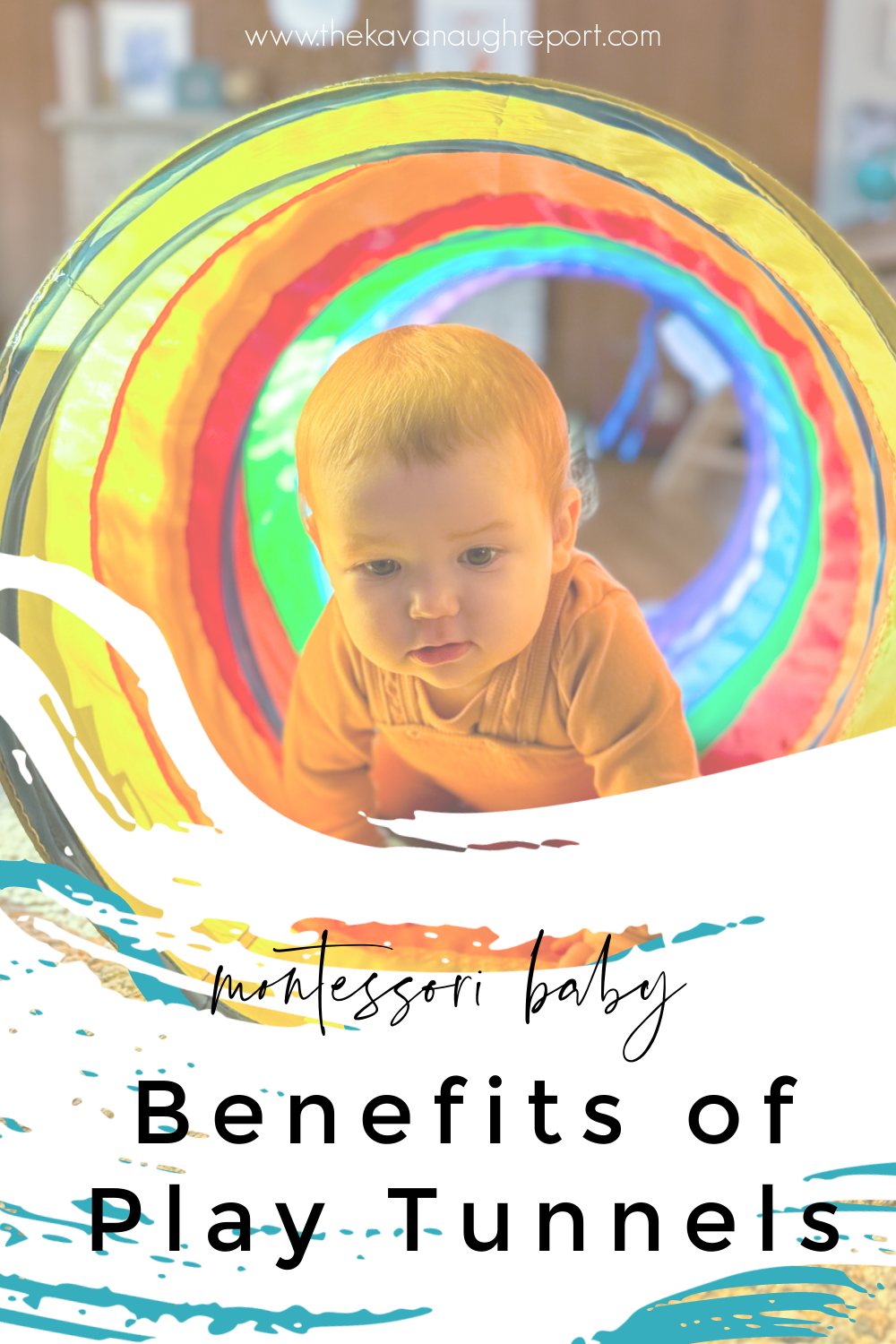 There are many sensory and movement benefits to adding a play tunnel to your Montessori home. Read about why this gross motor toy is perfect for your Montessori baby!